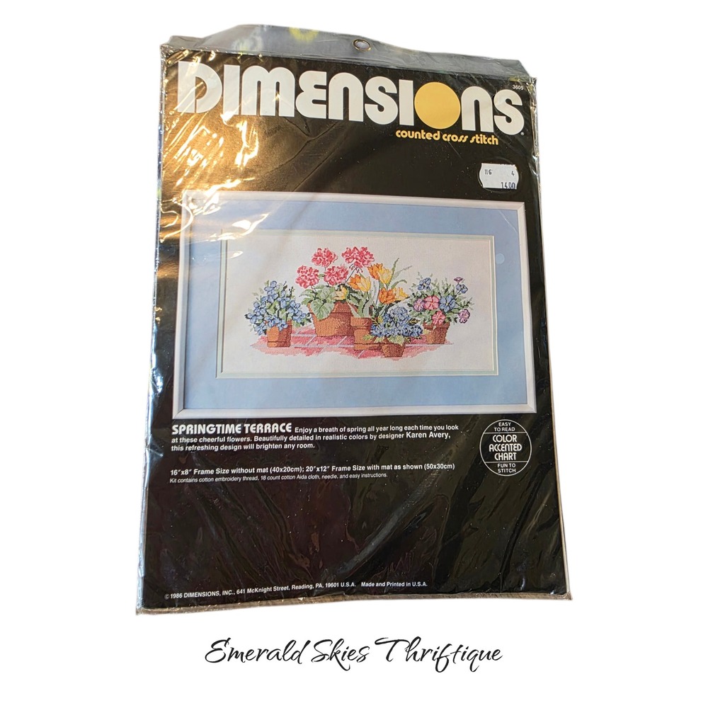 Dimensions Springtime Terrace Cross Stitch Kit - Flowers - 1986 Sealed free ship